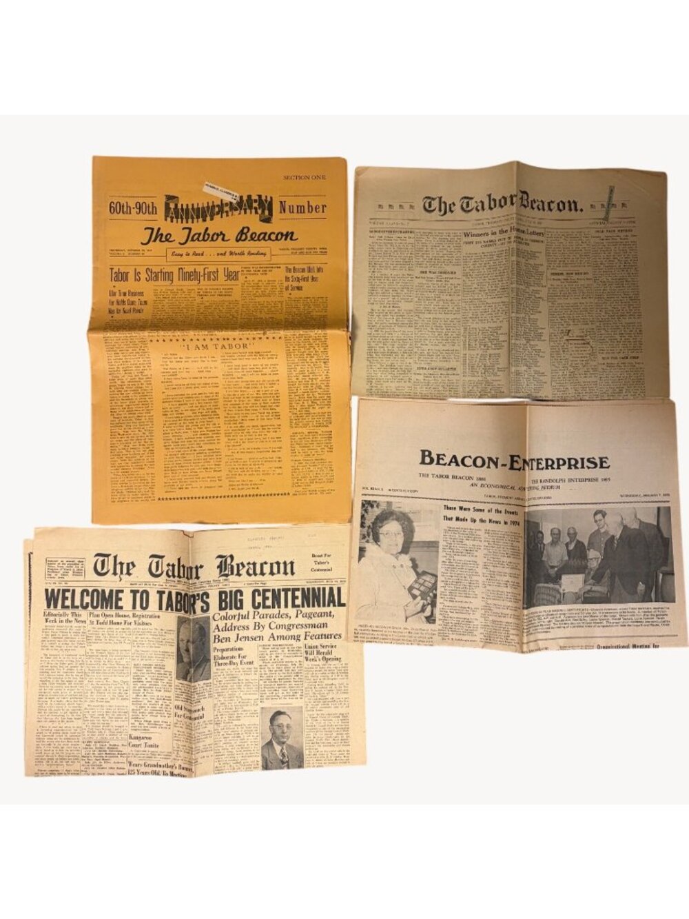 Vintage Tabor Beacon Newspaper Lot Iowa 1917 1942 1952 1975 Ads WWI Draft News